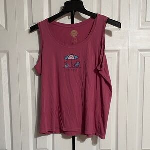 Life is Good pink mauve cotton knit tank top shirt size LARGE
